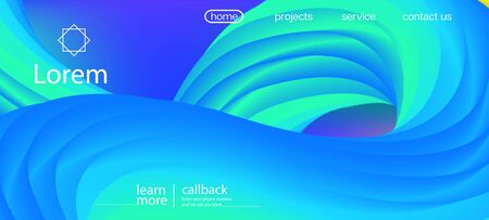 3d Fluid Vibrant Vector Background. Landing Page, Blue, Purple Background. Futuristic Bright Gradient Wallpaper. Trendy Liquid Wave Banner. Neon Color Website Template. Dynamic Movement Modern Wave.のイラスト素材