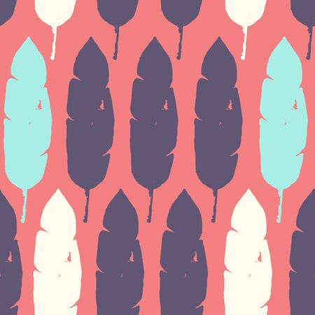 Modern Tropical Vector Seamless Pattern. Drawn Floral Background. Monstera Feather Banana Leaves Dandelion Tropical Seamless Pattern. Beautiful Male Shirt Female Dress Texture. Chic Summer Fashion.のイラスト素材