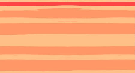 Orange, Brown Nice Seamless Summer Pattern, Vector Watercolor Sailor Stripes. Horizontal Brushstrokes Retro Vintage Grunge Fabric Texture Design. Uneven Painted Ink Trace, Geometric Autumn Printのイラスト素材