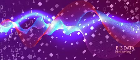 Cyber Monday Vector Wallpaper. Blue Purple Pink Background. Punk Futuristic Slide. Fractal Liquid Glow Tech Neon Grunge Modern Design. Matrix Falling Binary Code. Cyber Monday Bannerのイラスト素材
