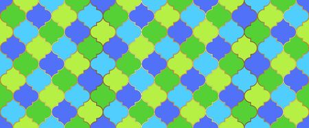 Ramadan Kareem Muslim Illustration. Seamless Moroccan Mosaic Pattern. Traditional Ramadan Golden Mosque Tile. Iranian Mosque Window Grid. Moroccan Seamless Ornament Eid Mubarak Islamic Background.のイラスト素材