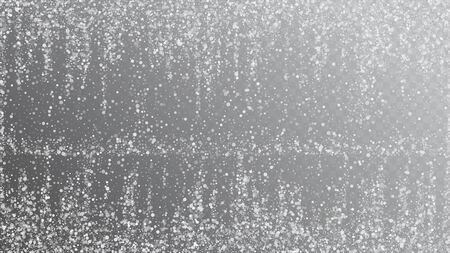 Falling Snow on Gray, Vector. Winter Holidays Storm Background. Advertising Frame, New Year, Christmas Weather. Falling Snowflakes, Night Sky. Elegant Scatter, Grunge White Glitter. Cold Falling Snowのイラスト素材