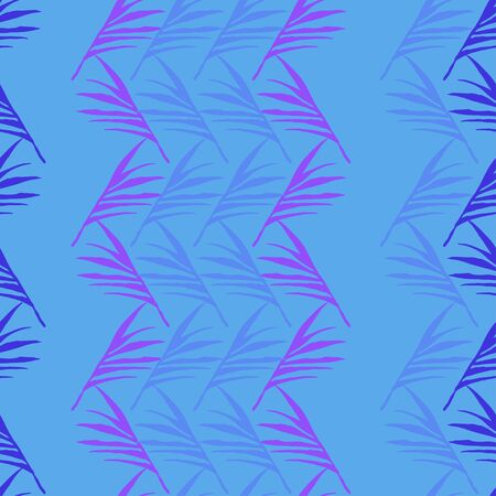 Trendy Tropical Vector Seamless Pattern. Fine Summer Fashion. Monstera Dandelion Feather Banana Leaves Tropical Seamless Pattern. Beautiful Male Shirt Female Dress Texture. Doodle Floral Background.のイラスト素材