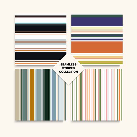 Sailor Stripes Seamless Design Set. Autumn Summer Modern Fashion Textile. Funky Lines Endless Pattern. Vintage Fashion Background Training Suit Lines Childrens Female Male Seamless Stripes Texture.のイラスト素材