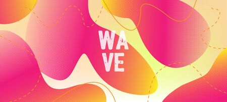 Pink Yellow Fluid Vector Banner. Organic Liquid Dynamic Elements. Glitch Techno Abstract Page Poster Layout. Waves Dynamic Background. Futuristic Geometric Web Template. Digital Fluid Landing Page.のイラスト素材