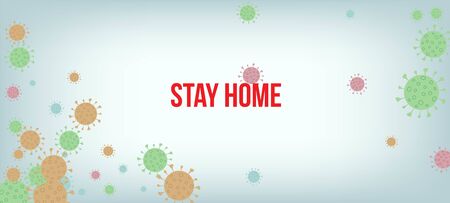 Stay Home Quarantine Banner. Virus Protection Flat Corona Web Page. Flat Cartoon Coronavirus Medical Poster. Stay Home Quarantine Banner. Business Information During Coronavirus Quarantine.のイラスト素材