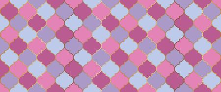 Ramadan Traditional Golden Mosque Shape. Ramadan Kareem Islamic Illustration. Seamless Moroccan Pattern Eid Mubarak Muslim Decoration. Turkish Mosque Window Grid. Moroccan Seamless Mosaic Design.のイラスト素材