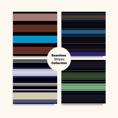 Sailor Stripes Seamless Pattern Set. Autumn Winter Modern Fashion Textile. Trendy Lines Endless Texture. Male Childrens Female Seamless Stripes Design. Funky Fashion Background Business Suit Linesのイラスト素材