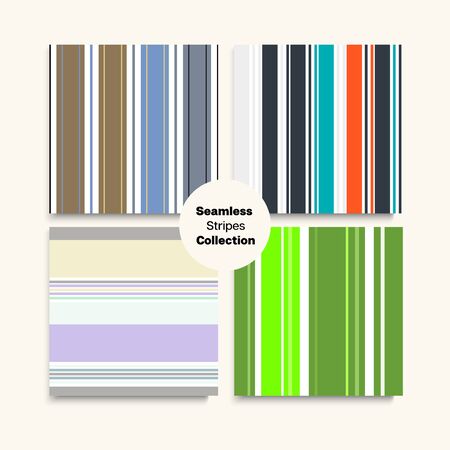 Sailor Stripes Seamless Pattern Set. Autumn Spring Hipster Fashion Textile. Swimming Suit Lines Elegant Fashion Background Trendy Lines Endless Texture. Male Female Childrens Seamless Stripes Design.のイラスト素材