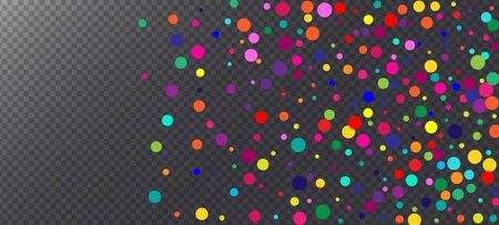 Rainbow Confetti Modern Vector Wallpaper. Holiday Celebration Carnival Motion Garland. Christmas, New Year, Birthday Magic Decoration. Rainbow Confetti Falling. Falling Down Gleam Sequins Frame.のイラスト素材