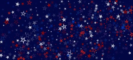 National American Stars Vector Background. USA Labor Memorial President's Veteran's 11th of November 4th of July Independence Day Banner. American Blue, Red, White Falling Stars. US Election Texture.のイラスト素材