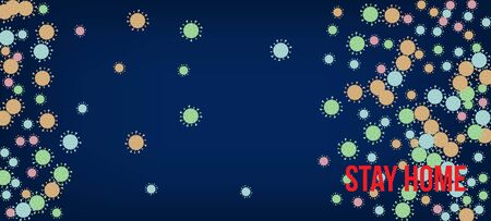 Stay Home Quarantine Banner. Flat Cartoon Coronavirus Medical Banner. Business Information During Coronavirus Quarantine. Stay Home Quarantine Banner. Virus Protection Flat Corona Web Page.のイラスト素材