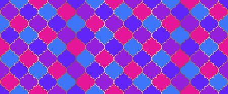 Traditional Ramadan Mosque Golden Grid. Moroccan Seamless Mosaic Design. Ramadan Kareem Muslim Decoration. Seamless Moroccan Pattern Turkish Mosque Window Tile. Eid Mubarak Islamic Illustration.のイラスト素材