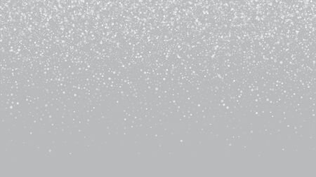Falling Snow on Gray, Vector. Winter Holidays Storm Background. Advertising Frame, New Year, Christmas Weather. Falling Snowflakes, Night Sky. Elegant Scatter, Grunge White Glitter. Cold Falling Snowのイラスト素材