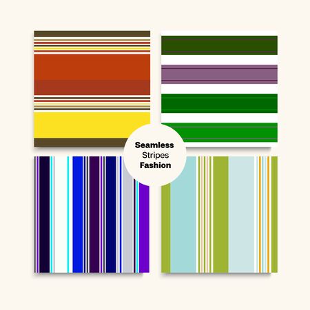 Sailor Stripes Seamless Design Set. Retro Lines Endless Texture. Business Suit Lines Spring Winter Hipster Fashion Textile. Childrens Male Female Seamless Stripes Pattern. Vintage Fashion Backgroundのイラスト素材