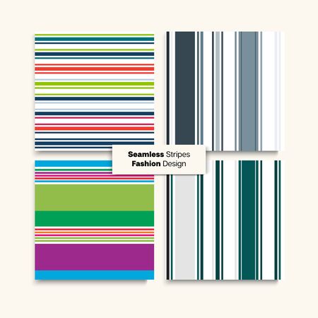 Sailor Stripes Seamless Texture Set. Funky Fashion Background Training Suit Lines Autumn Winter Vintage Fashion Print. Male Female Childrens Seamless Stripes Design. Retro Lines Endless Pattern.のイラスト素材