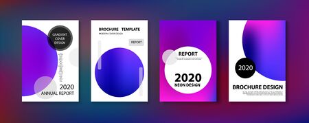 Purple, Pink, Turquoise, Blue Gradient Shiny Vector Background. Iridescent Gradient Overlay Vibrant Unfocused Cover.  Funky Covers Set, Print A4 Report Layout. Fluid Neon Bright Trendy Wallpaper.のイラスト素材