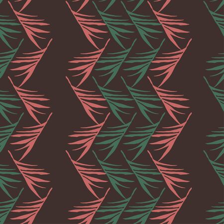Funky Tropical Vector Seamless Pattern. Drawn Floral Background. Feather Dandelion Monstera Banana Leaves Tropical Seamless Pattern. Nice Summer Fashion. Elegant Male Shirt Female Dress Texture.のイラスト素材