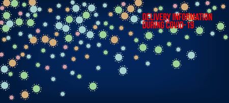 Delivery During COVID-19 Banner. Business Information During Coronavirus Quarantine. Virus Protection Flat Corona Web Page. Delivery During COVID-19 Banner. Flat Cartoon Coronavirus Medical Design.のイラスト素材
