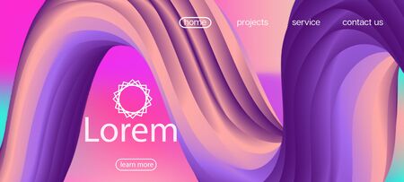 3d Fluid Vibrant Vector Background. Landing Page, Pink, Purple Background. Modern Liquid Flow Banner. Neon Color Website Template. Dynamic Movement Funky Wave. Geometric Vivid Gradient Wallpaper.のイラスト素材