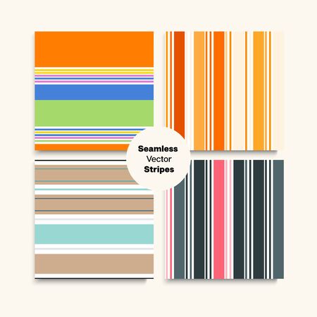 Sailor Stripes Seamless Texture Set. Winter Spring Retro Fashion Fabric. Swimming Suit Lines Vintage Lines Endless Design. Childrens Female Male Seamless Stripes Pattern. Modern Fashion Backgroundのイラスト素材
