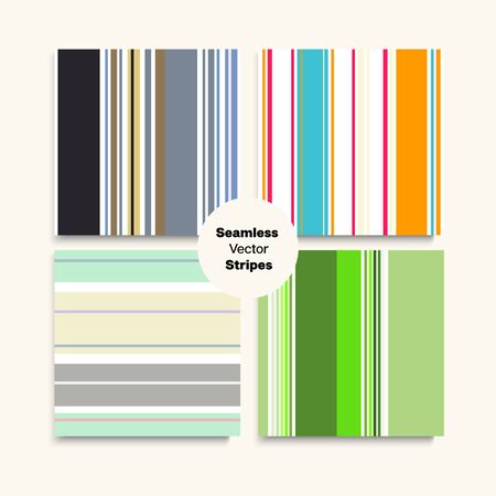 Sailor Stripes Seamless Design Set. Female Male Childrens Seamless Stripes Texture. Elegant Lines Endless Pattern. Swimming Suit Lines Spring Autumn Hipster Fashion Textile. Retro Fashion Backgroundのイラスト素材