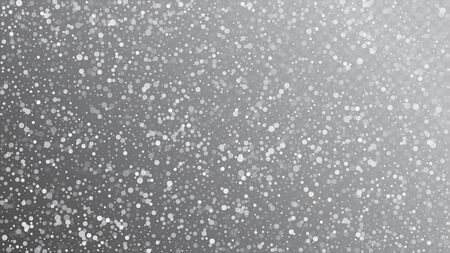 Falling Snow on Gray, Vector. Advertising Frame, New Year, Christmas Weather. Falling Snowflakes, Night Sky. Winter Holidays Storm Background. Elegant Scatter, Grunge White Glitter. Cold Falling Snowのイラスト素材