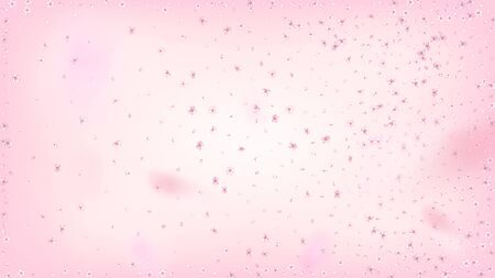 Nice Sakura Blossom Isolated Vector. Tender Falling 3d Petals Wedding Border. Japanese Beauty Spa Flowers Wallpaper. Valentine, Mother's Day Feminine Nice Sakura Blossom Isolated on Roseのイラスト素材