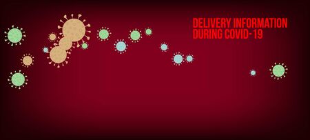 Delivery During COVID-19 Banner. Business Information During Coronavirus Quarantine. Virus Protection Flat Corona Web Page. Delivery During COVID-19 Banner. Flat Cartoon Coronavirus Medical Design.のイラスト素材
