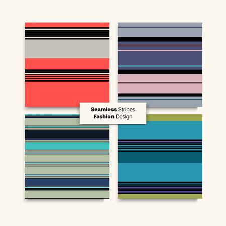 Sailor Stripes Seamless Texture Set. Swimming Suit Lines Trendy Lines Endless Design. Spring Winter Retro Fashion Print. Childrens Male Female Seamless Stripes Pattern. Elegant Fashion Backgroundのイラスト素材