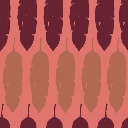 Trendy Tropical Vector Seamless Pattern. Beautiful Male Shirt Female Dress Texture. Monstera Feather Banana Leaves Dandelion Tropical Seamless Pattern. Drawn Floral Background. Fine Summer Textile.のイラスト素材