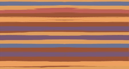 Orange, Brown Vector Watercolor Sailor Stripes Navy Seamless Summer Pattern. Horizontal Brushstrokes Retro Vintage Hipster Textile Fashion Design. Ink Painted Doodle Lines, Geometric Track Printsのイラスト素材