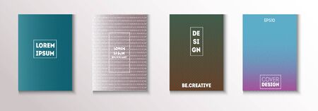 Folded Minimal Cover Vector Set. Trendy Magazine Page. Modern Flyer Texture Design. Cool Technology Background. 80s Neon Music Poster. Minimal Covers Set. Textured Gradient Overlay Business Folder.のイラスト素材