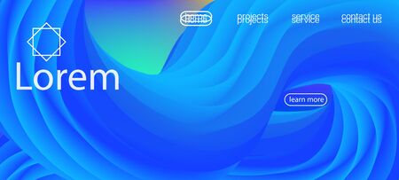 Dynamic Motion Modern Wave. Landing Page, Blue, Purple Background. Neon Color Website Layout. Trendy Liquid Shape Banner. Futuristic Vivid Gradient Wallpaper. 3d Fluid Lucid Vector Background.のイラスト素材