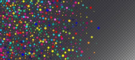 Rainbow Confetti Trendy Vector Wallpaper. Christmas, New Year, Birthday Magic Decoration. Falling Down Gleam Sequins Frame. Holiday Celebration Rainbow Confetti Falling. Carnival Minimal Garland.のイラスト素材