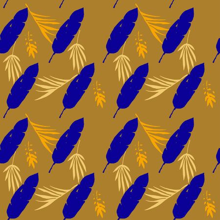 Trendy Tropical Vector Seamless Pattern. Elegant Male Shirt Female Dress Texture. Chic Summer Fabrics. Drawn Floral Background. Dandelion Banana Leaves Monstera Feather Tropical Seamless Pattern.の素材 [FY310149110286]