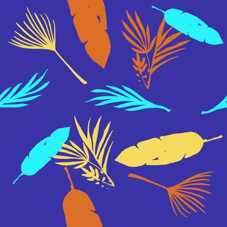 Hipster Tropical Vector Seamless Pattern. Fine Summer Fabrics. Beautiful Male Shirt Female Dress Texture. Dandelion Monstera Banana Leaves Feather Tropical Seamless Pattern. Doodle Floral Background.のイラスト素材