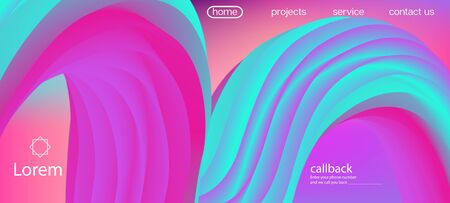 3d Fluid Vivid Vector Background. Landing Page, Pink, Purple Background. Dynamic Movement Modern Wave. Colorful Bright Gradient Wallpaper. Funky Liquid Wave Banner. Neon Color Website Template.のイラスト素材