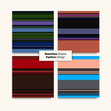 Sailor Stripes Seamless Design Set. Business Suit Lines Funky Lines Endless Pattern. Female Childrens Male Seamless Stripes Texture. Hipster Fashion Background Autumn Summer Retro Fashion Print.のイラスト素材