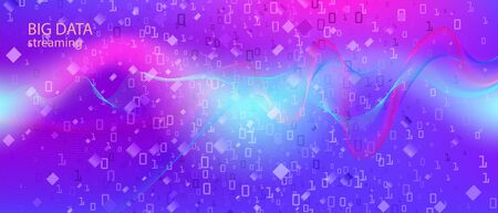 Binary Code Presentation. Matrix Falling Binary Code. Cyber Equalizer Slide. Pink Purple Blue Background. Technology Grunge Minimal Template. Fractal Fluid Glow Binary Code Bannerのイラスト素材