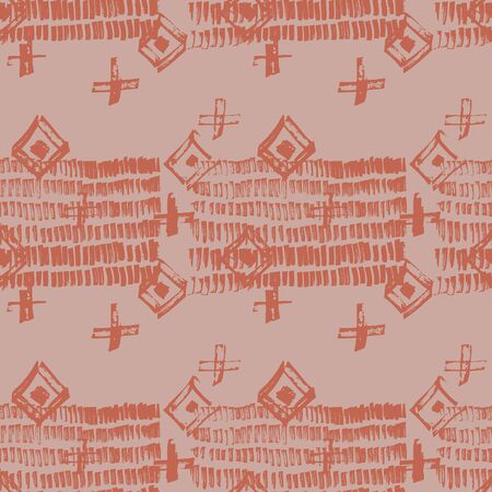 Tie Dye Japanese Geometric Simple Seamless Pattern. Scribble Cartoon Doodle Craft Texture. Boho Tie Dye Paint Batik. Geo Wabi Sabi Bohemian Kimono Print. Scribble Craft Doodle Collageのイラスト素材