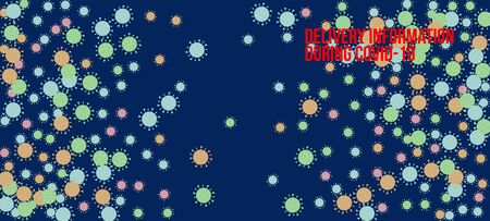 Delivery During COVID-19 Banner. Business Information During Coronavirus Quarantine. Virus Protection Flat Corona Web Page. Delivery During COVID-19 Banner. Flat Cartoon Coronavirus Medical Banner.のイラスト素材
