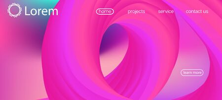 Neon Color Website Design. Landing Page, Pink, Purple Background. Colorful Vibrant Gradient Wallpaper. Dynamic Motion Modern Wave. Trendy Liquid Flow Banner. 3d Fluid Brightのイラスト素材