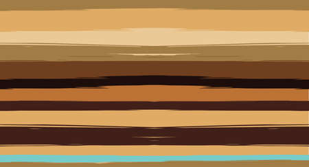 Orange, Brown Vector Watercolor Sailor Stripes Drawn Seamless Summer Pattern. Vintage Trace Grunge Textile Fabric Design Horizontal Brushstrokes. Simple Painted Ink Trace, Geometric Autumn Printのイラスト素材