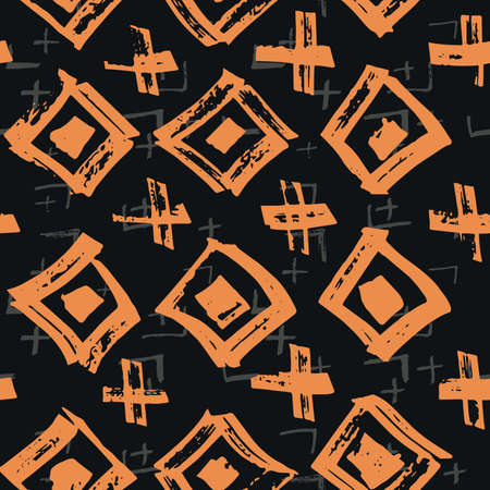 Tie Dye Japanese Geometric Simple Seamless Pattern. Scribble Cartoon Doodle Craft Texture. Boho Tie Dye Asian Batik. Geo Wabi Sabi Watercolor Kimono Print. Scribble Craft Doodle Seamless Collageのイラスト素材
