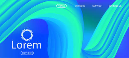 Dynamic Movement Modern Wave. Landing Page, Blue, Purple Background. 3d Fluid Vibrant Vector Background. Funky Liquid Flow Banner. Colorful Lucid Gradient Overlay. Neon Color Website Template.のイラスト素材