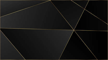 Black Luxury Polygon Texture. Gold Lines Triangular Premium Poster. Elegant Dark Platinum Chic Shapes Banner Crystal Triangle Black Luxury Wallpaper. Rich Silver VIP Geometric Celebration Background.のイラスト素材