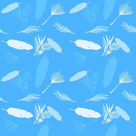 Trendy Tropical Vector Seamless Pattern. Fine Summer Fabrics. Monstera Dandelion Banana Leaves Feather Tropical Seamless Pattern. Drawn Floral Background. Beautiful Male Shirt Female Dress Texture.のイラスト素材
