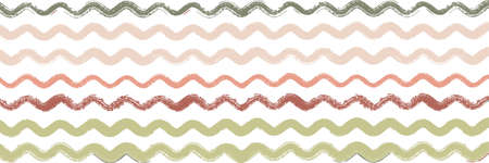 Cool Wavy Zigzag Stripes Vintage Pattern. Winter Autumn Trendy Fashion Textile. Ink Brushed Lines Design.のイラスト素材