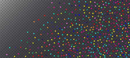 Rainbow Confetti Hipster Vector Background. Falling Down Bright Circles Frame. Holiday Celebration Carnival Minimal Garland. Rainbow Confetti Falling. Christmas, New Year, Birthday Magic Decoration.のイラスト素材